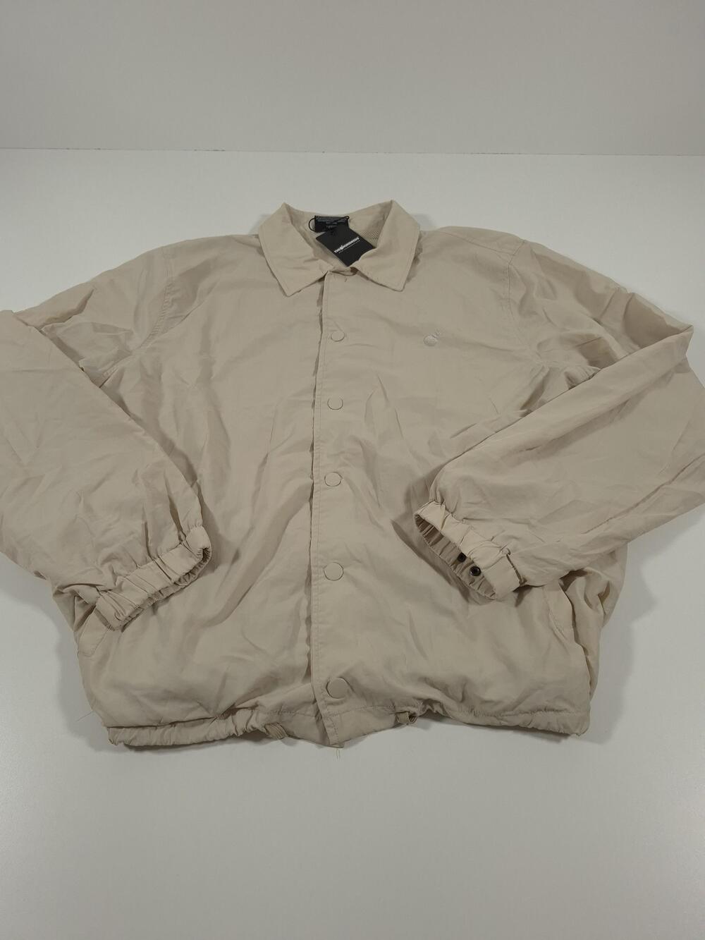 The Hundreds Jacket Mens XL Beige Crinkled Nylon Coaches Snap Front Lightweight